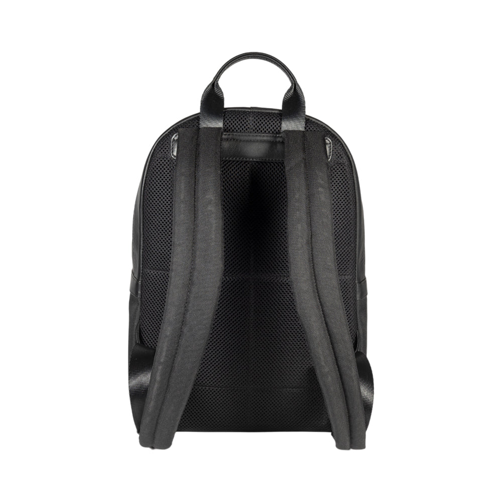 RB2001A | Nylon/Genuine Leather Netbook/Tablet Backpack, with light grain. Zip closure and adjustable shoulder straps - Black color - Dimensions: 27 x 38 x 14 cm. Packaging: Non-woven fabric bag-3