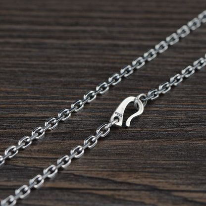 S925 Silver Retro O-Shaped Thickened S Hook Necklace | Unisex | Adjustable 45cm-80cm Length