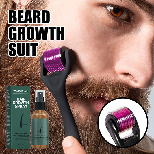 Beard Moisturizing Care Set - 30ml Spray & Roller for Long-Lasting Hydration and Growth Support