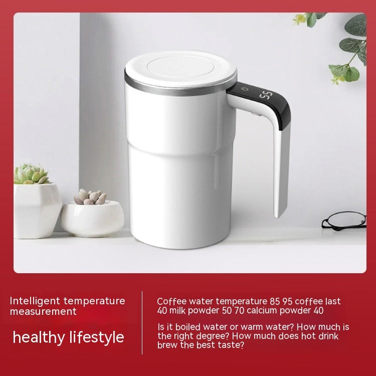 Electric Coffee Mug with USB Rechargeable Stirring & LCD Temperature Display | 13OZ Capacity, Spill-Proof Lid