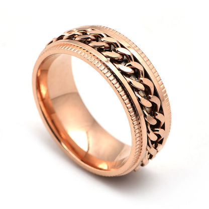 Men's Stainless Steel Spinner Rings – Flower Design, Durable, Available in Black, Rose Gold, and Silver