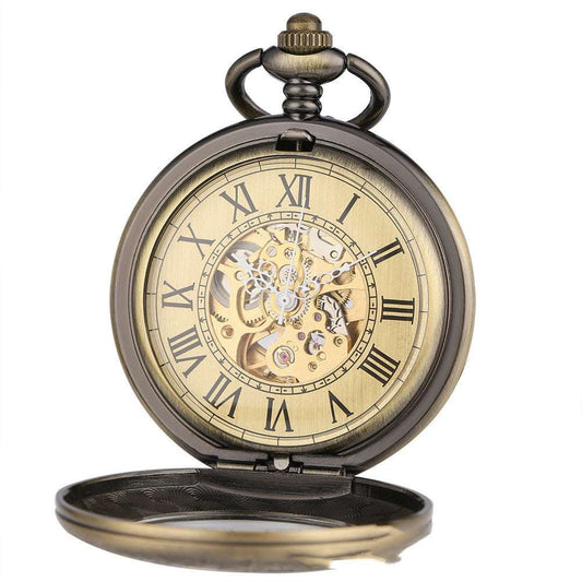 Flip Carved Automatic Engraving Mechanical Pocket Watch - Mensclub.co.uk