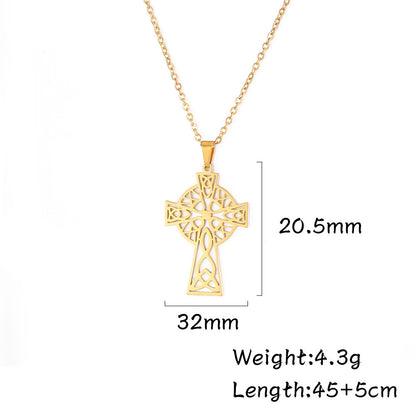 Titanium Steel Cross Pendant Necklace | Electroplated O-Shaped Chain