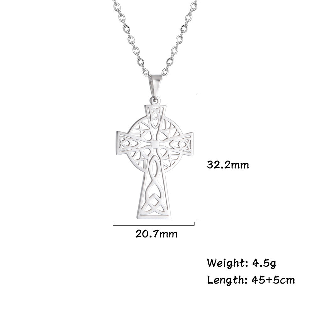 Titanium Steel Cross Pendant Necklace | Electroplated O-Shaped Chain