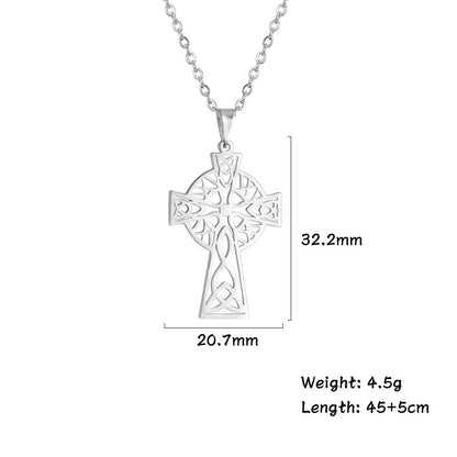 Titanium Steel Cross Pendant Necklace | Electroplated O-Shaped Chain