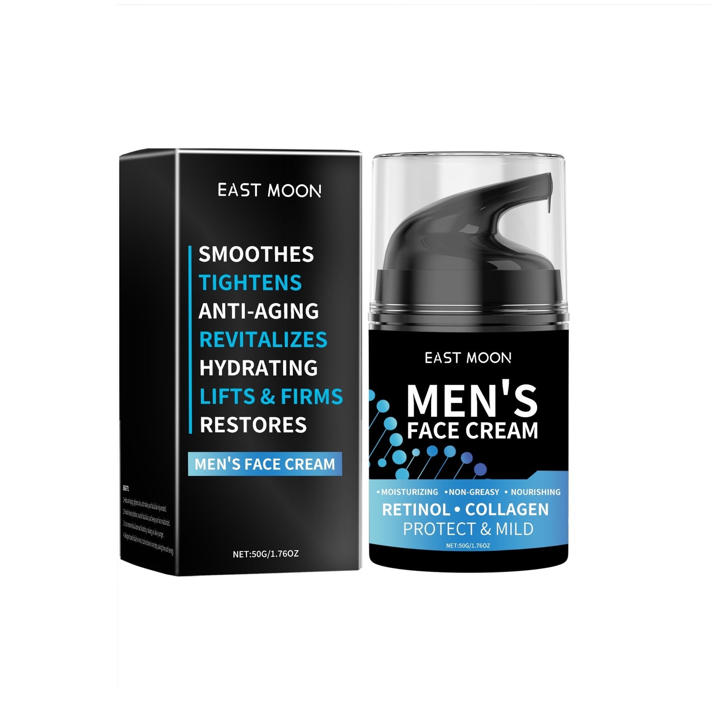 Men's Face Cream with Collagen, Retinol & Hyaluronic Acid – Hydrating & Anti-Aging | Compact Size