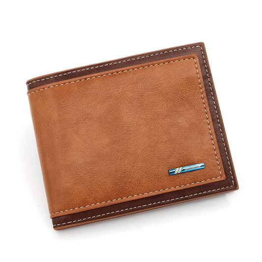 Fashion Simple Men's Stitching Short Wallet - Mensclub.co.uk