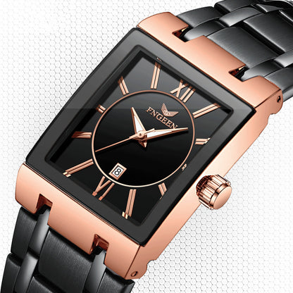 Men's Square Waterproof Band Calendar Quartz Watch - Stylish & Durable | 30-Meter Waterproof