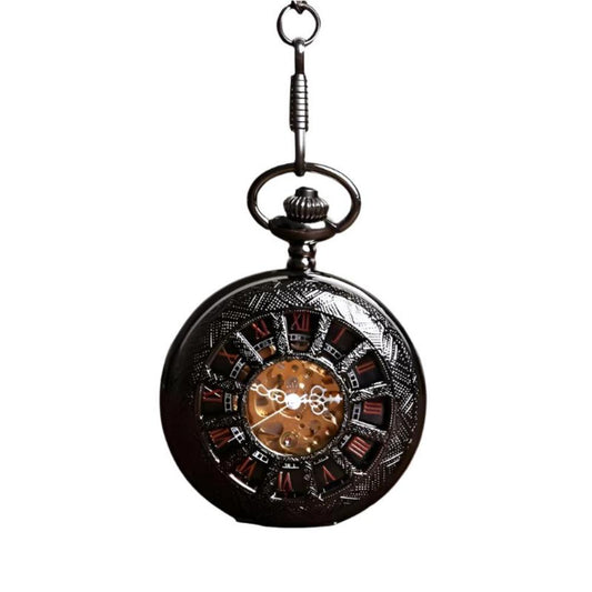 Nostalgic Hollow Wheel Shape Roman Digital Mechanical Pocket Watch - Mensclub.co.uk