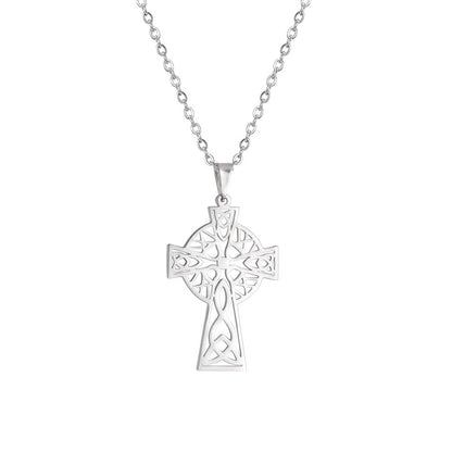 Titanium Steel Cross Pendant Necklace | Electroplated O-Shaped Chain