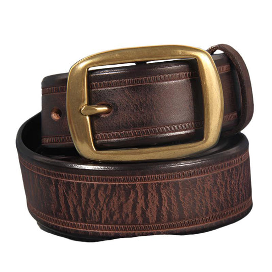 Men's First Layer Leather Belt with Glossy Finish and Pin Buckle – Multiple Colours