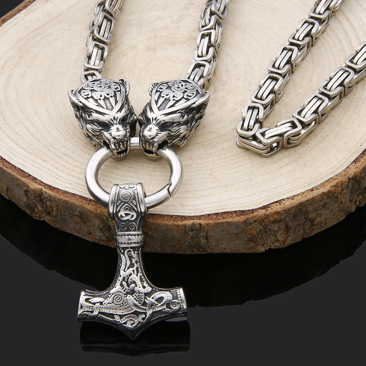 Thor's Hammer Pendant Necklace - A Timeless Stainless Steel Accessory for Men