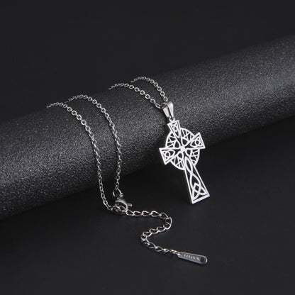 Titanium Steel Cross Pendant Necklace | Electroplated O-Shaped Chain