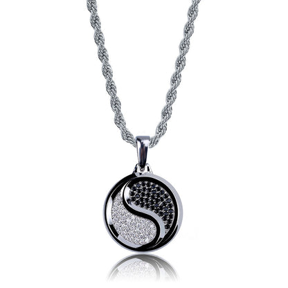 Unisex Stainless Steel Necklace with Gold-Plated Copper Pendant and Micro-Inlaid Zircon