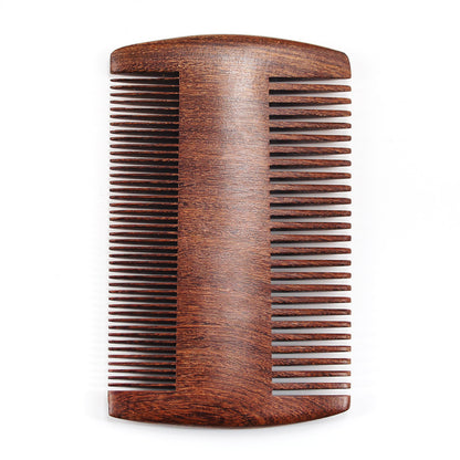 Premium Double-Sided Beard Comb - All-Natural Sandalwood, Aromatic Black Gold, Portable & Durable Wooden Comb for Gentle Beard Grooming