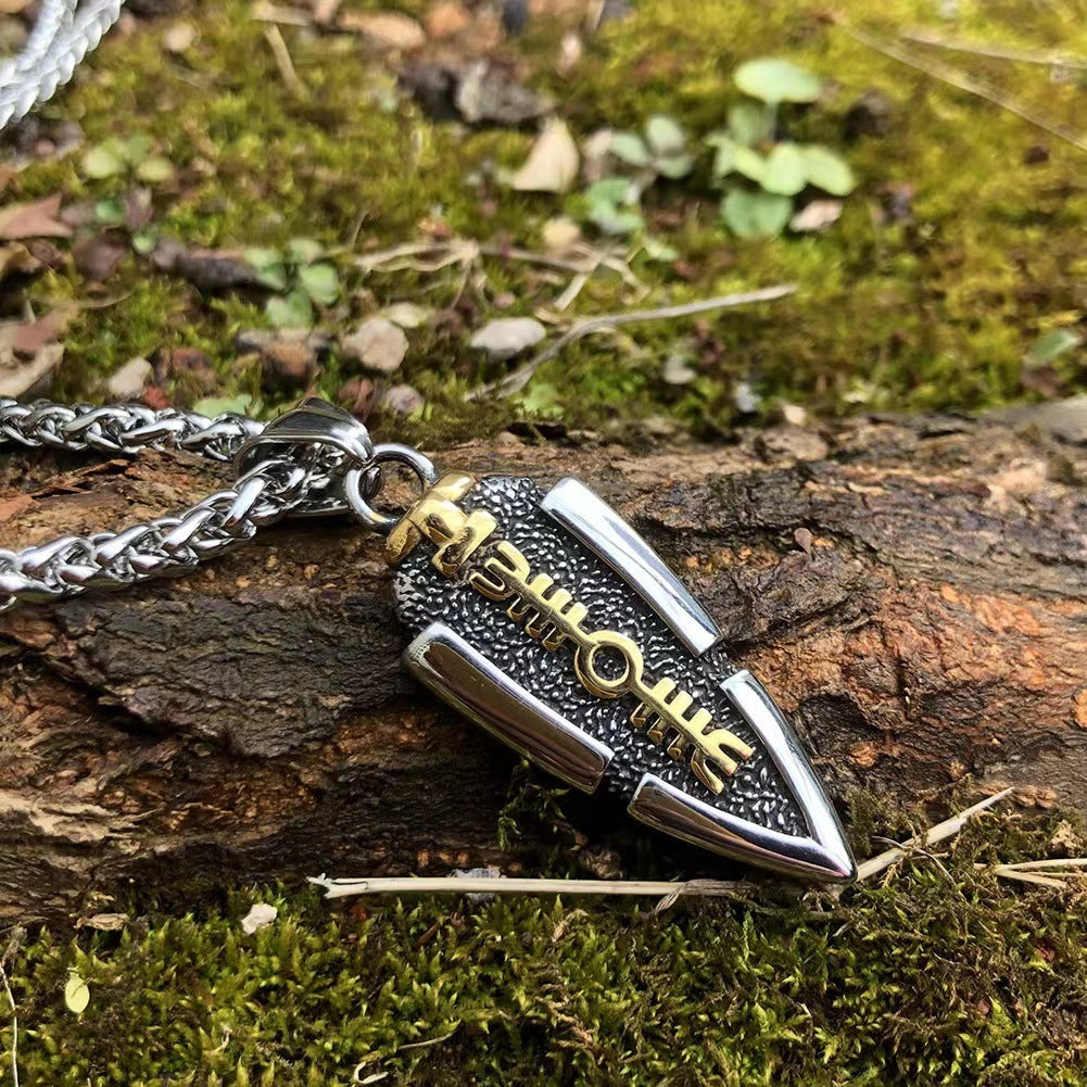 Stainless Steel Viking Arrow Pendant | Geometric Rune Jewelry