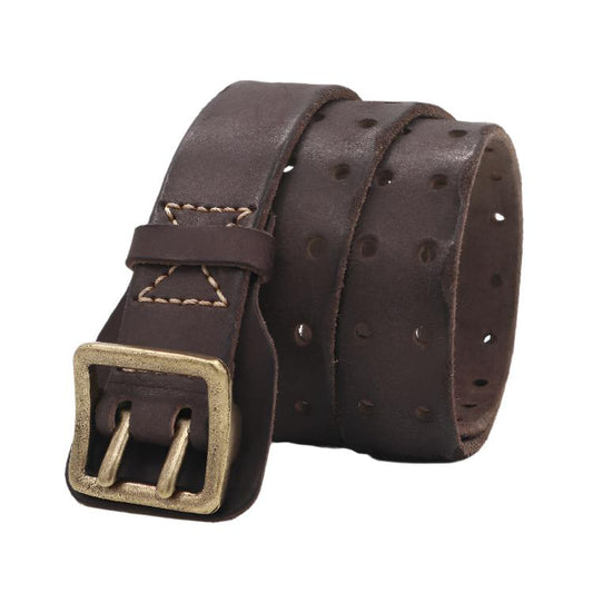 Anti-Allergy Men's Leather Belt | Durable & Stylish | Copper Buckle | Various Lengths