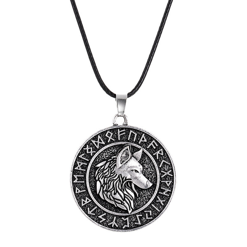 Viking Celtic Wolf Runaven Pendant Necklace – High-Quality Alloy, Lightweight 19g | 50cm Chain