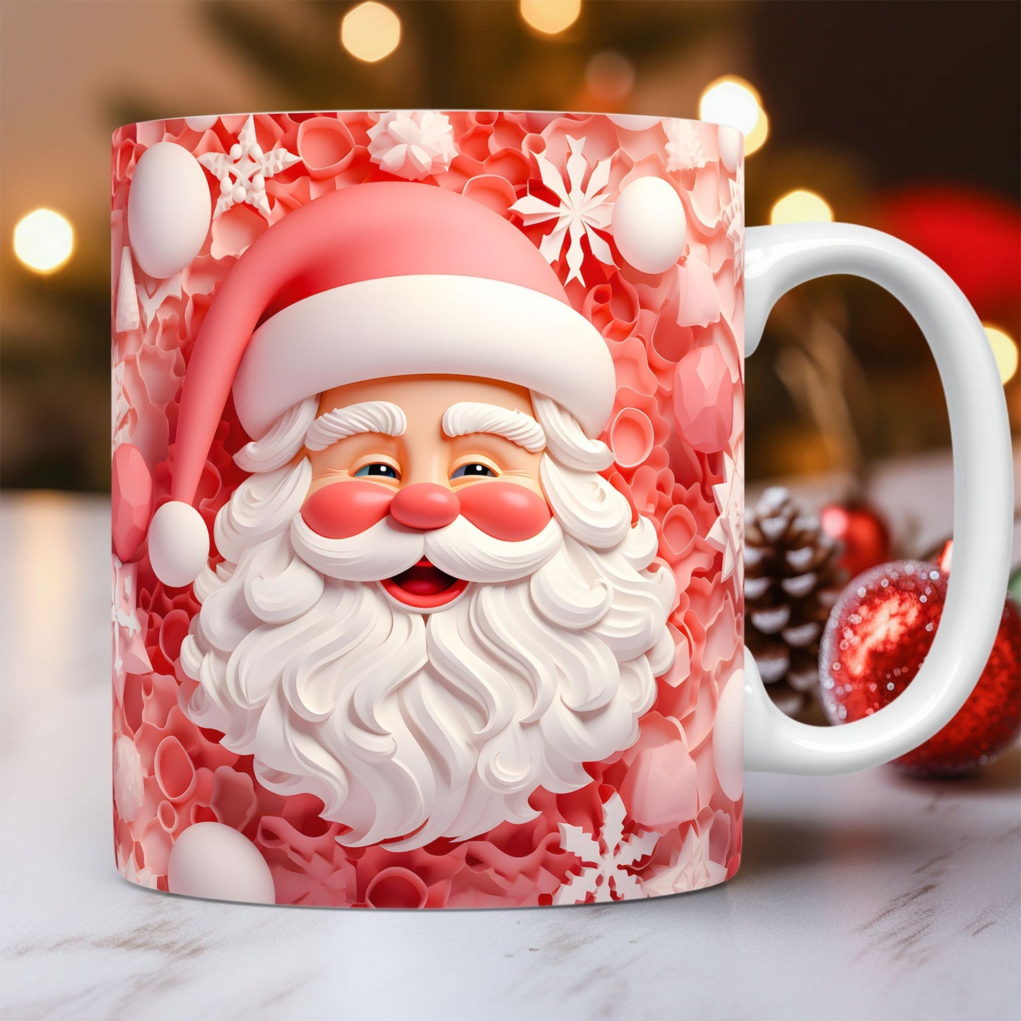 Creative 3D Christmas Ceramic Mug - Santa Claus Design, 350ml