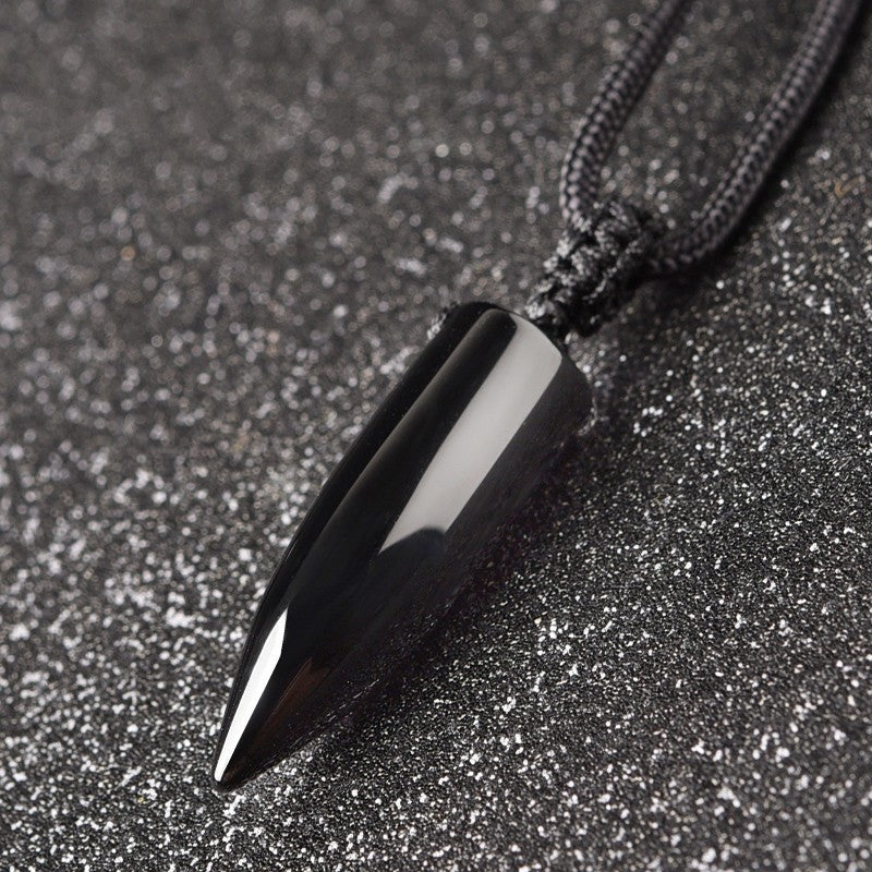 Natural Obsidian Bullet Necklace