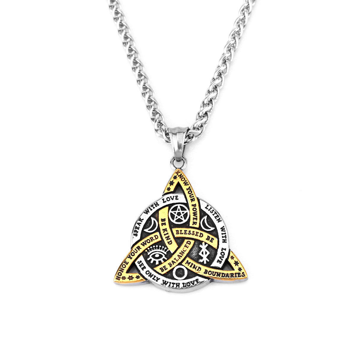 Nordic Vintage Triangle Stainless Steel Pendant Necklace | Geometric Design | 60cm Keel Chain