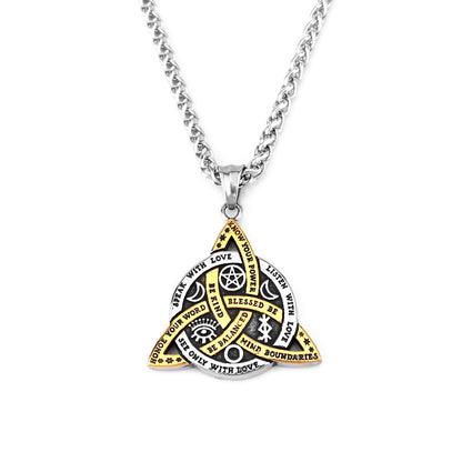 Nordic Vintage Triangle Stainless Steel Pendant Necklace | Geometric Design | 60cm Keel Chain