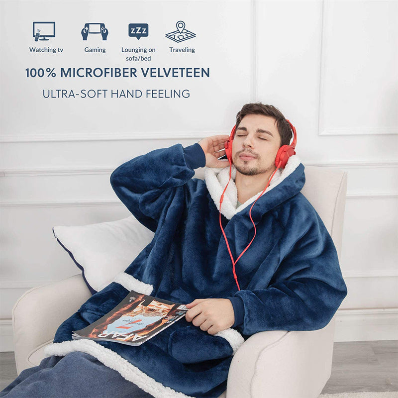 Winter TV Hoodie Blanket | Oversized Polyester Pullover for Cozy Lounging | Multiple Colors & Lengths