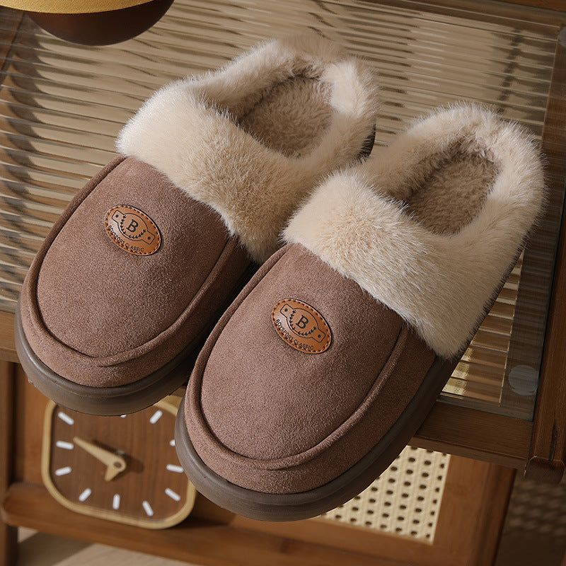 Winter Plush Slippers for Men - Warm, Stylish, Non-Slip Suede Indoor Slippers