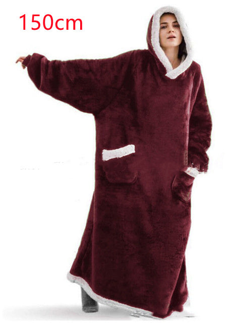 Winter TV Hoodie Blanket | Oversized Polyester Pullover for Cozy Lounging | Multiple Colors & Lengths