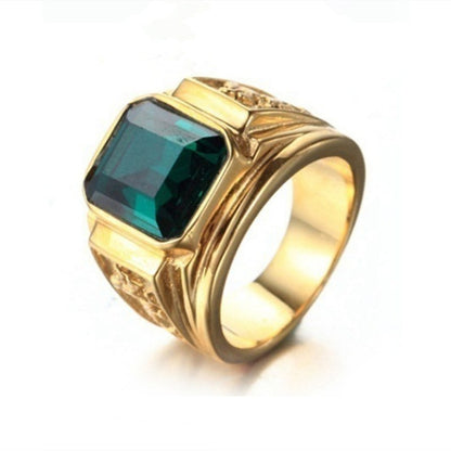 Trendy Vintage Men's Gold Diamond Ring | Geometric Design | Zircon Inlay | Multiple Colors