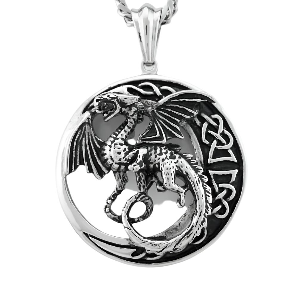 Titanium Steel Pterosaur Ring Pendant Necklace | Men's Accessory