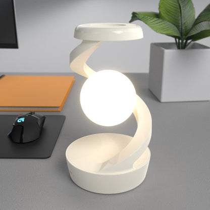 Rotating Moon Desk Lamp with Wireless Charging | Stepless Dimming, Soft Lighting, Induction Sensor