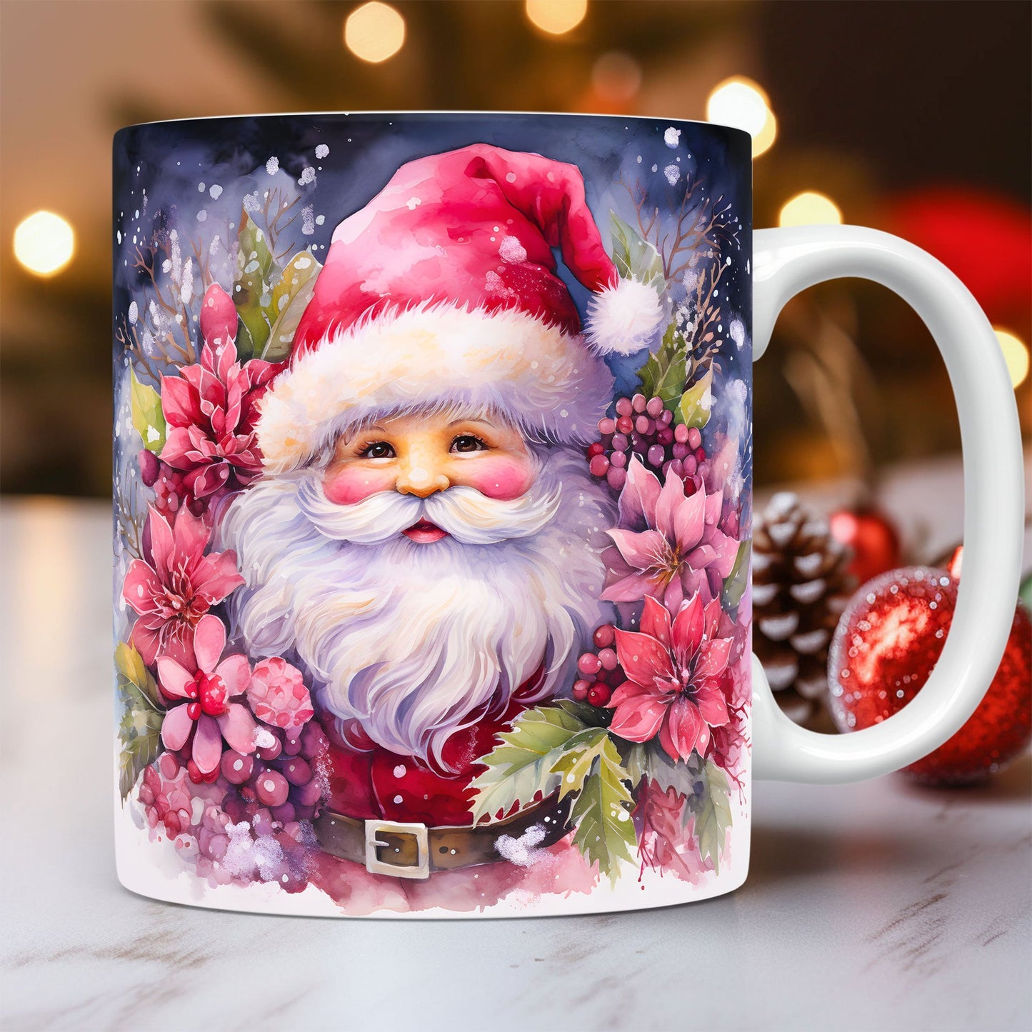 Creative 3D Christmas Ceramic Mug - Santa Claus Design, 350ml