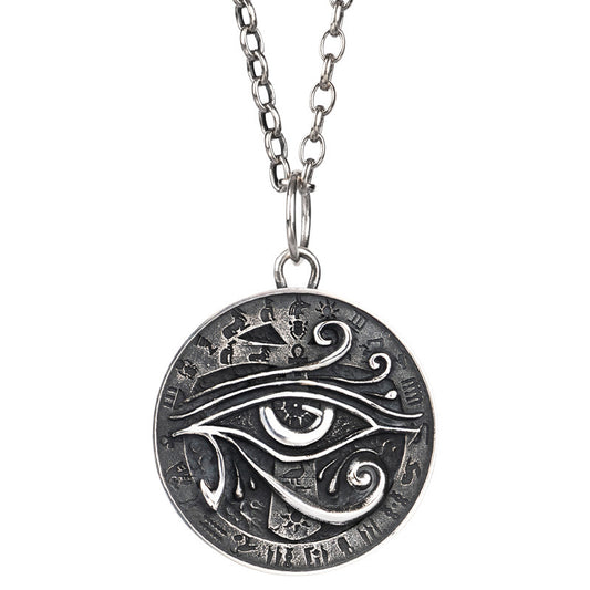 Gothicolita 925 Silver Tears Of The Nile Horus Eyes Necklace – Handcrafted Geometric Pendant on Wax Rope