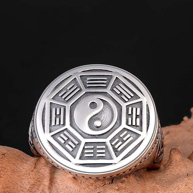 Men's Yin and Yang Adjustable Copper Rings - Retro Geometric Design