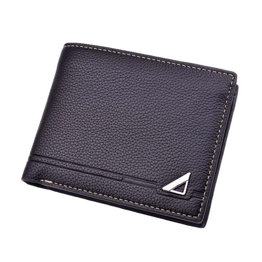 Men's Short Soft Leather Lychee Pattern Multiple Card Slots Wallet - Mensclub.co.uk