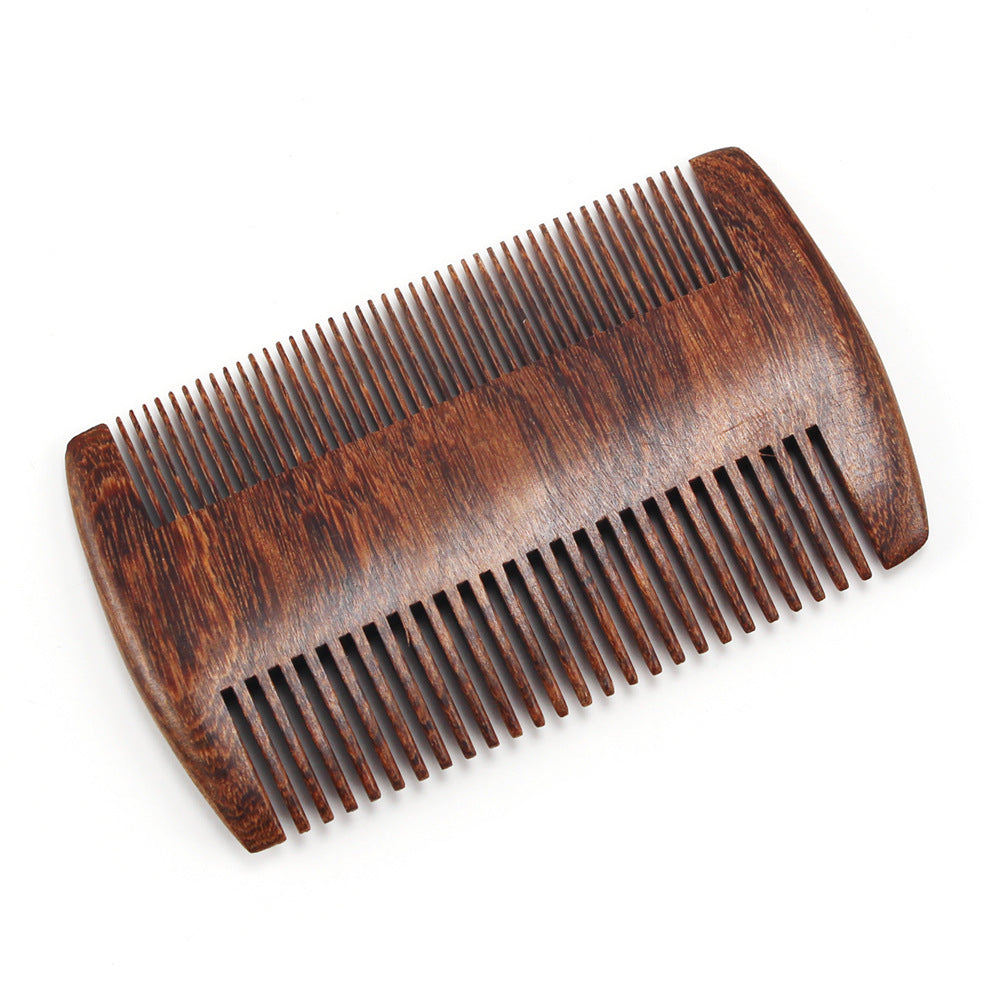 Premium Double-Sided Beard Comb - All-Natural Sandalwood, Aromatic Black Gold, Portable & Durable Wooden Comb for Gentle Beard Grooming