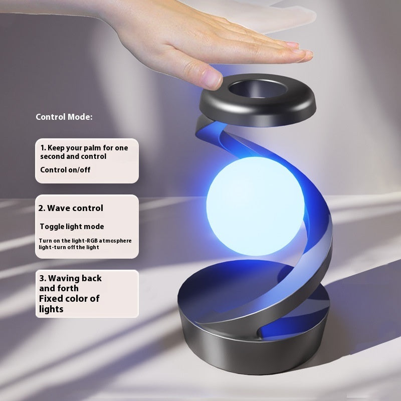 Rotating Moon Desk Lamp with Wireless Charging | Stepless Dimming, Soft Lighting, Induction Sensor