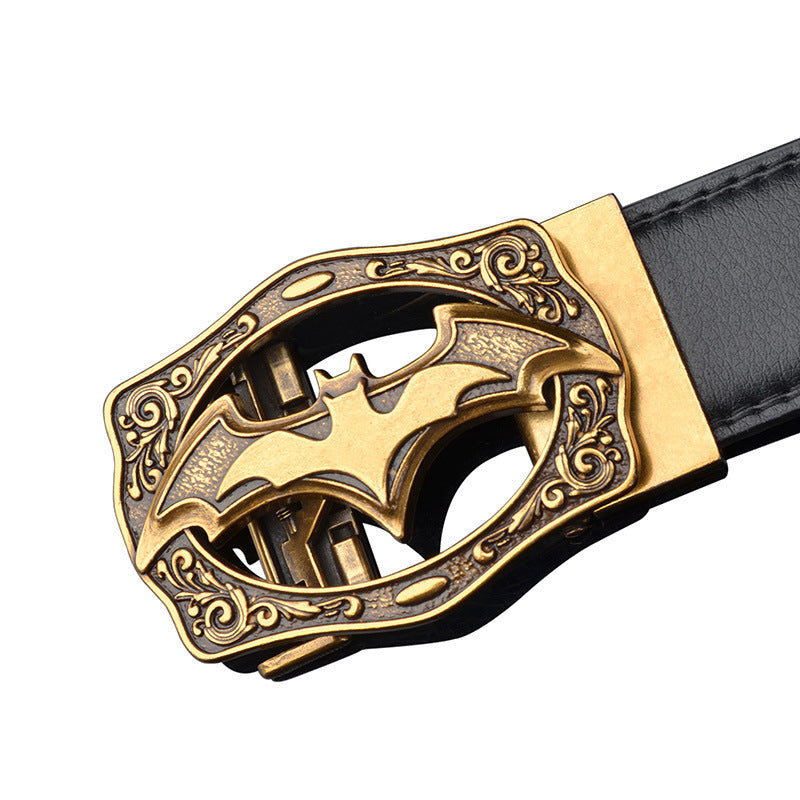 New Style Men's Casual Leather Bat Belt | Antique Automatic Buckle