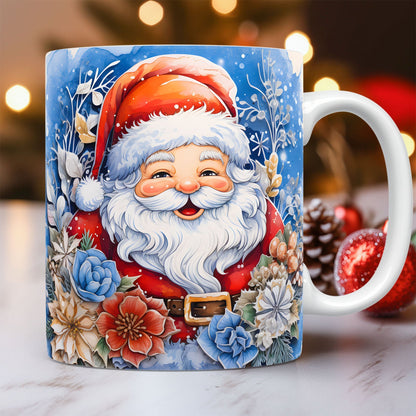 Creative 3D Christmas Ceramic Mug - Santa Claus Design, 350ml