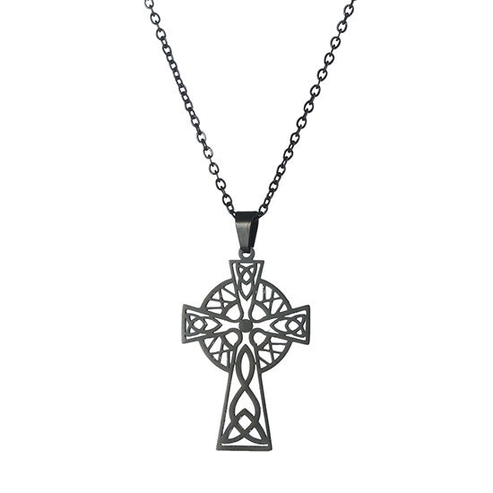 Titanium Steel Cross Pendant Necklace | Electroplated O-Shaped Chain