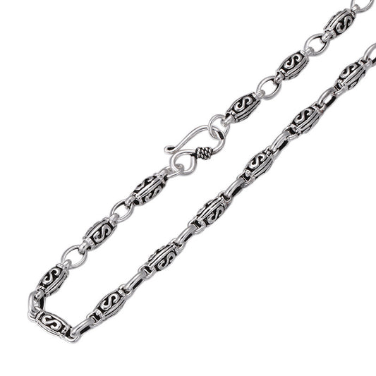 925 Silver S-Pattern Bamboo Chain Necklace | Retro Unisex Jewelry | 50cm, 55cm, 60cm, 65cm