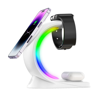 4 In 1 Magnetic Wireless Charger with RGB Lamp | Fast Charging, FOD Detection, Universal Compatibility