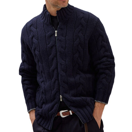 Men's British-Style Knitted Cardigan – Thickened for Extra Warmth