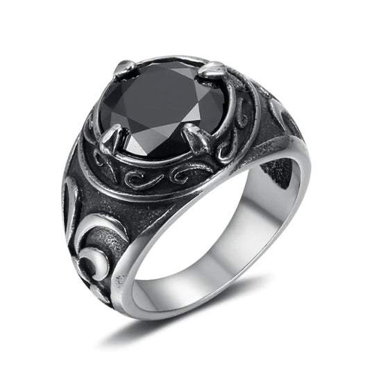 Beowulf Regalia Handcrafted Stainless Steel Celtic Signet Ring With Central Stone - Mensclub.co.uk