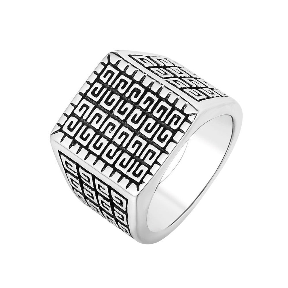 Square Simple Mens Titanium Steel Ring - Mensclub.co.uk