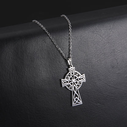 Titanium Steel Cross Pendant Necklace | Electroplated O-Shaped Chain