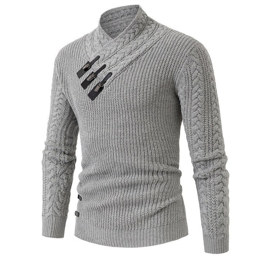 Men's Long-Sleeved Knitted Top – Plus Size Cotton Blend Sweater