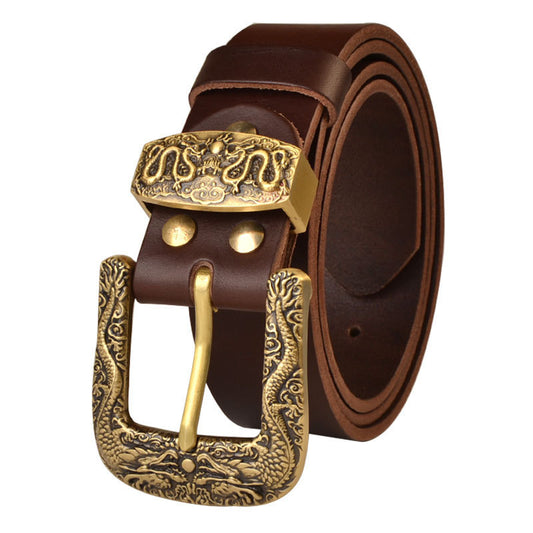 Durable Genuine Leather Belt for Men | Stylish Pin Buckle Design | Available in Black and Brown